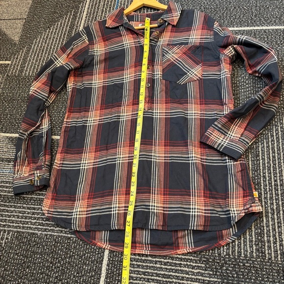 Carhartt Farwell Flannel Half Button Down Shirt Blue Red White Medium - Picture 10 of 13